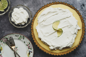 Key lime pie with whipped cream