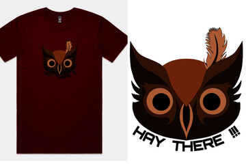 T shirt design with owl face and styling cute interface 