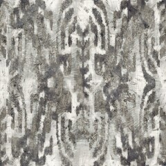 Seamless grungy tribal ethnic rug motif pattern. High quality illustration. Distressed old looking native style design in faded neutral brown and cream colors. Old artisan textile seamless pattern.