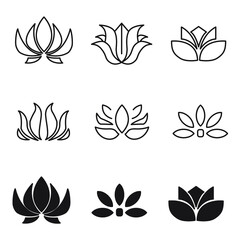 lotus icons set. lotus pack symbol vector elements for infographic web.