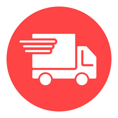 Fast shipping delivery truck vector glyph icon