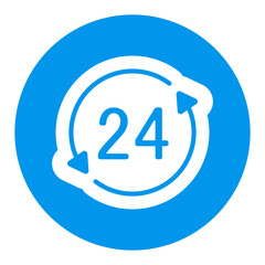 Service twenty four hours vector white glyph icon