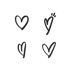 Heart doodles. Hand drawn hearts collection. Love illustration designs.