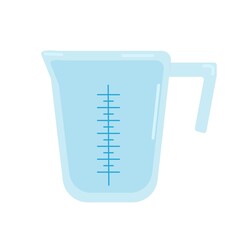 Plastic measuring cup for kitchen, vector clipart in cartoon style on a white background, isolate.