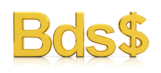 Barbados dollar symbol isolated on white background.