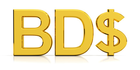 Bermudian dollar symbol isolated on white background.