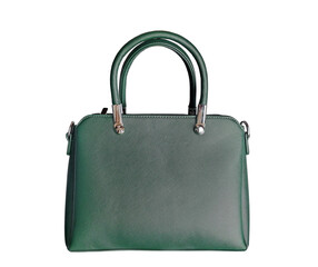Women's handbag of green color. Insulated bag on a white background.
