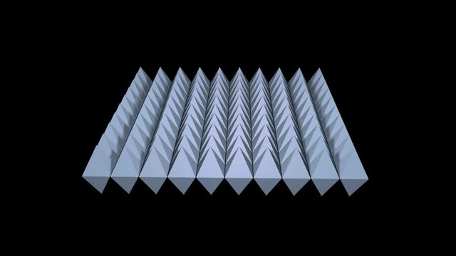 Nanosheets . Layers of molecules , nanomaterials . Pyramidal geometric array .  Self-assembly . 3d animation rendering
