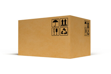 Big cardboard box on white background. 3D rendering