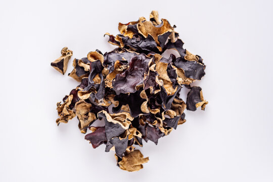 delicious asian black fungus mushroom on a white acrylic background