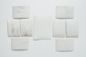 collage of old and white photo cards, on a white background