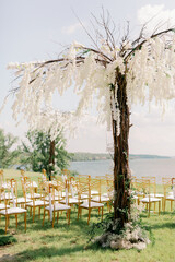 wedding ceremony area near the river