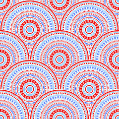 Chinese circle elements carpet design vector seamless pattern.