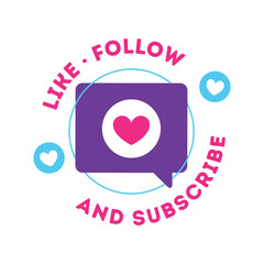 Influencer Graphic, Like Button, Follow Button, Social Media Icon, Heart Icon, Subscribe Button, Online Influencer Graphic, Vector Illustration Background