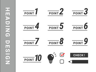 ポイント、要点、見出し、ラベルのアイコンイラストセット