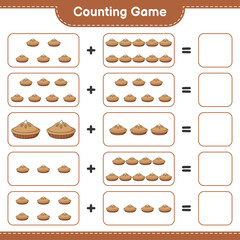 Counting game, count the number of Pie and write the result. Educational children game, printable worksheet, vector illustration
