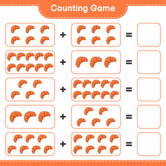 Fototapeta na wymiar Counting game, count the number of Croissant and write the result. Educational children game, printable worksheet, vector illustration