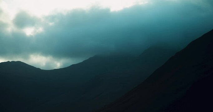 Time lapse of dark over mountains, Lake District National Park 