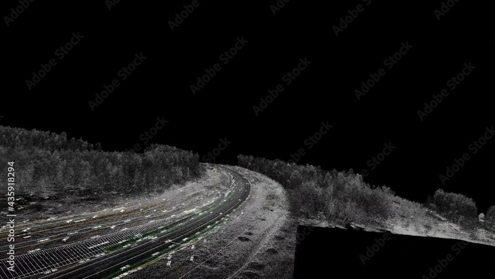 Poster digital terrain model of railway region obtained from lidar scanning results (bim dtm)/ dense point 