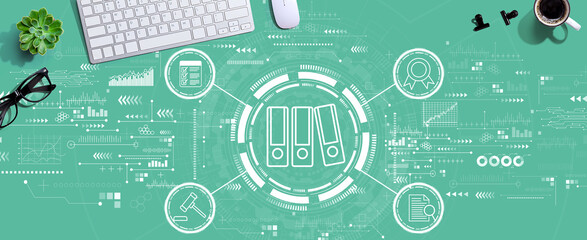 Compliance theme with a computer keyboard