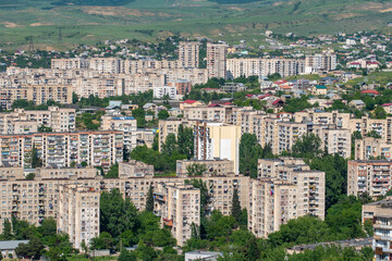 Fototapeta na wymiar Residential area of Tbilisi, multi-storey buildings in Gldani and Mukhiani