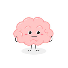 Funny brain cartoon character with Poker Face