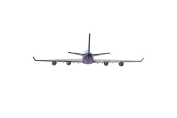 passenger airplane fly in the air and travel destination journey isolated on white