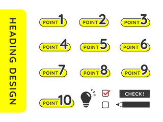 ポイント、要点、見出し、ラベルのアイコンイラストセット
