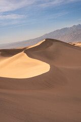 Fototapeta na wymiar Patterns and waves of Sand Dunes with ripples seen from Death Valley National Park, California 