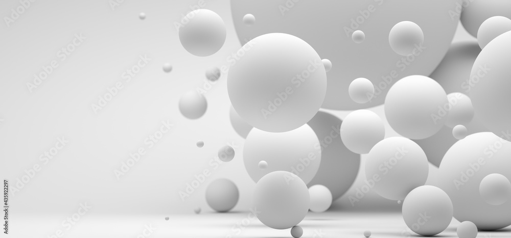 Poster abstract background with pink spheres with different sizes. modern background design. 3d render