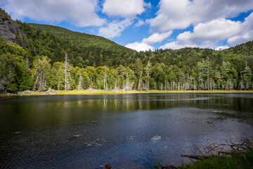 Lake Ausable at Indian head trail and Rainbow waterfalls near Keene in New York State.