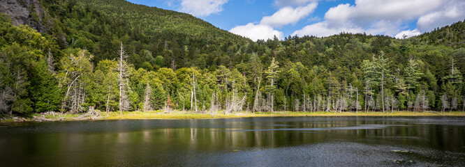 Lake Ausable at Indian head trail and Rainbow waterfalls near Keene in New York State.
