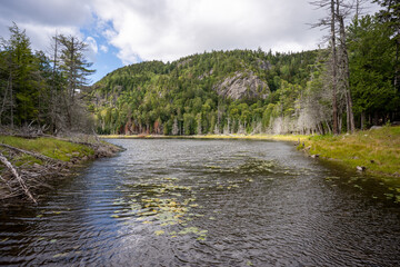 Lake Ausable at Indian head trail and Rainbow waterfalls near Keene in New York State.
