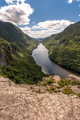 View of Lake Ausable at Indian head trail and Rainbow waterfalls near Keene in New York State.