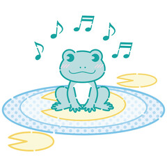 梅雨 夏 カエル かえる 蛙 水彩 イラスト素材 Amphibian Wall Mural Amphibi Ribbon S