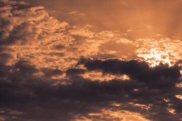 Thunderclouds in summer at dawn.