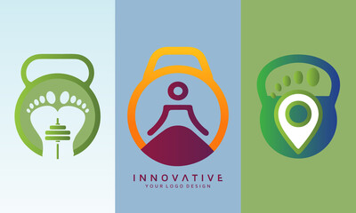 Yoga and footprint fitness vector logo