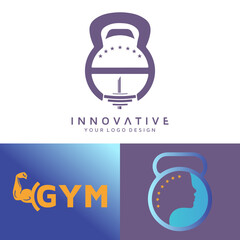 Set of Gym and mind vector logo design