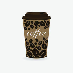 Coffee Cup - Mockup template for cafe, restaurant corporate identity design. Black, White, Brown Cardboard Coffee Cup Mockup. Vector template of disposable plastic and paper tableware for hot drinks