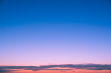 Blue sky with clouds at sunset.