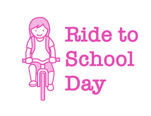 Ride to school day girl in t-shirt and shorts riding bicycle to school
