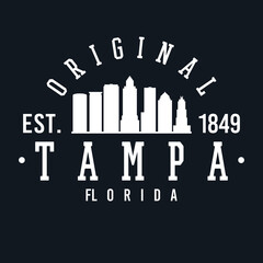 Fototapeta na wymiar Tampa, FL, USA Skyline Original. A Logotype Sports College and University Style. Illustration Design Vector City.
