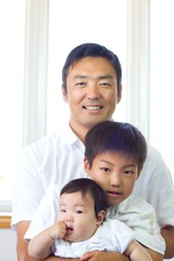 Portrait of Japanese father and son