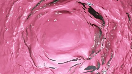 Super Slow Motion of Pink Liquid Surface at 1000fps. Top Down View.