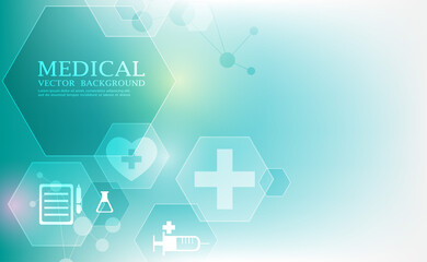 Geometric hexagon wallpaper.Medical vector background