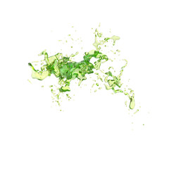 Obraz premium 3D illustration of realistic green energy drink splash