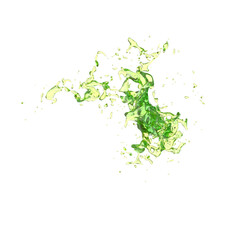 3D illustration of realistic green energy drink splash