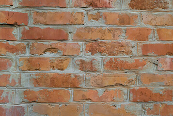 Old red brick. Brick wall as background