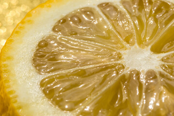 Very juicy lemon cut in half