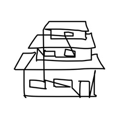 House icon of rough line art, one line, black 35